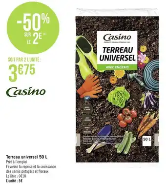 Géant Casino Casino terreau universel 50 l offre