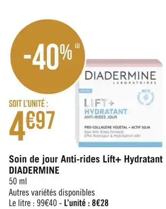 Géant Casino Diadermine soin de jour anti-rides lift+ hydratant offre