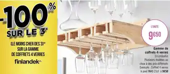 Géant Casino Finlandek gamme de coffrets 4 verres offre
