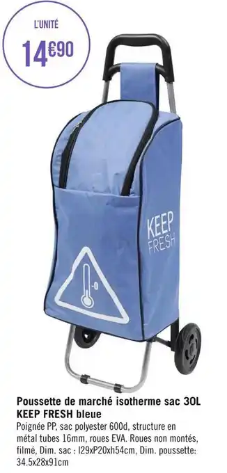 Keep fresh poussette de marché isotherme sac 30l bleue