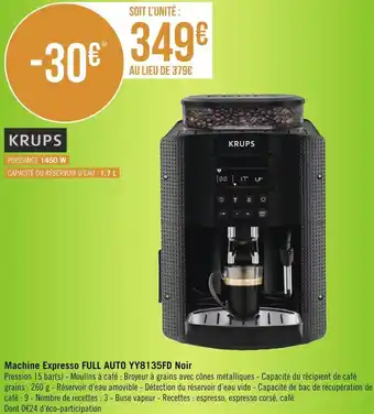 Géant Casino Krups machine expresso full auto yy8135fd noir offre