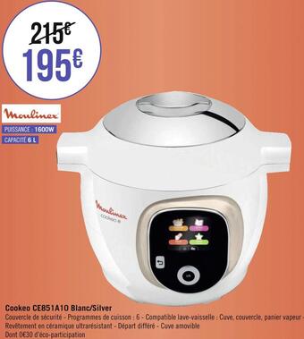 Géant Casino Moulinex cookeo ce851a10 blanc/silver offre