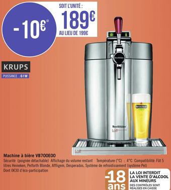 Géant Casino Krups machine à bière vb700e00 offre