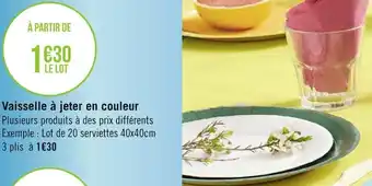 Géant Casino Vaisselle à jeter en couleur offre