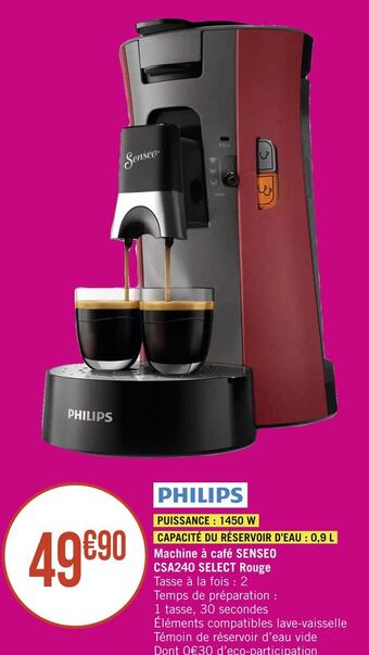 Géant Casino Senseo select machine à café csa240 rouge offre