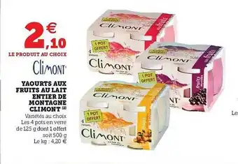 Hyper U Yaourts Aux Fruits Au Lait Entier De Montagne Climont offre
