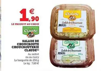 Hyper U Salade De Choucroute Choucrouterie Claude offre