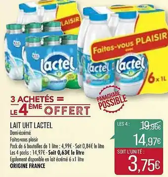 Match Lait Uht Lactel offre