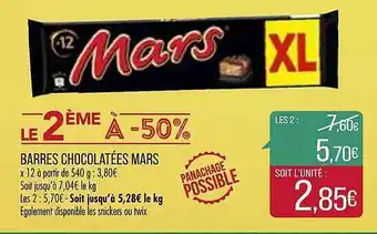 Match Barres Chocolatées Mars offre
