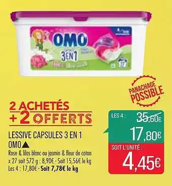 Match Lessive Capsules 3 En 1 Omo offre