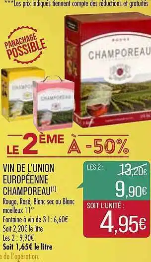 Match Vin De L'union Européenne Champoreau offre