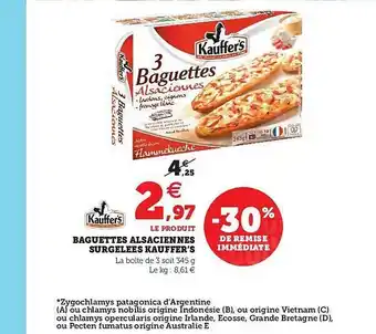 Baguettes Alsaciennes Surgelées Kauffer's -30% De Remise Immédiate