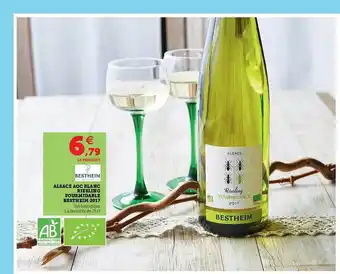 Super U Alsace Aoc Blanc Riesling Fourmidable Bestheim 2017 offre