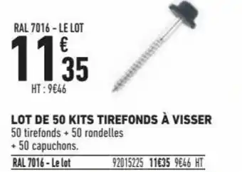 Brico Cash Lot de 50 Kits Tirefonds à Visser offre