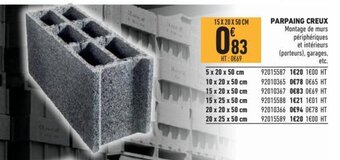 Brico Cash Parpaing Creux offre