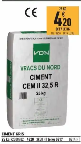 Brico Cash Ciment Gris offre