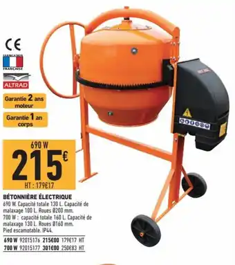 Brico Cash Bétonnière électrique offre