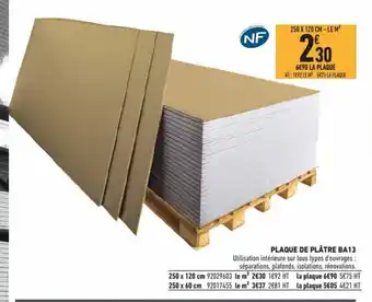 Brico Cash Plaque de Plâtre Ba13 offre