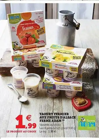 U Express Yaourt Fermier Aux Fruits D'alsace Ferme Adam offre