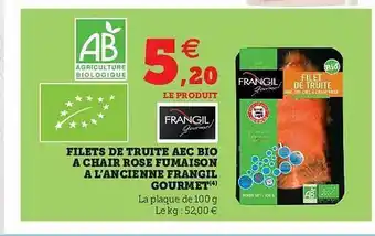 U Express Filets De Truite Aec Bio à Chair Rose Fumaison à L'ancienne Frangil Gourmet offre