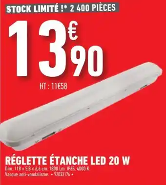 Brico Cash Réglette Étanche Led 20 W offre
