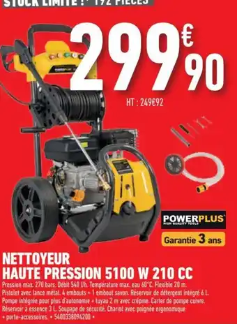 Brico Cash Nettoyeur haute pression 5100 W 2100 cc offre
