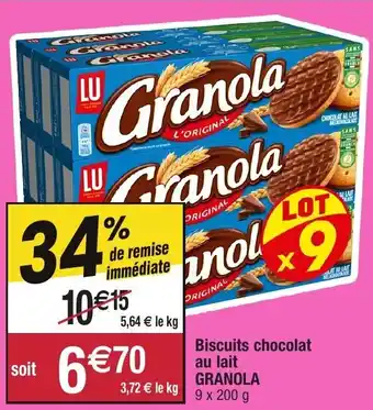 Migros Biscuits chocolat au lait Granola offre