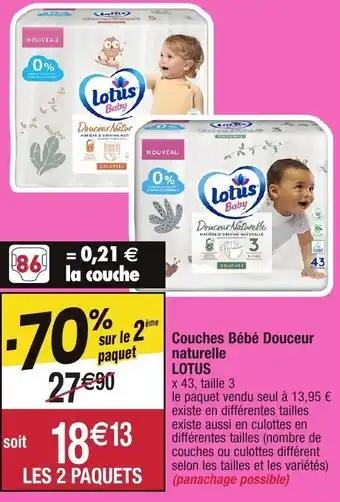 Migros Couches bébé douceur naturelle LOTUS offre