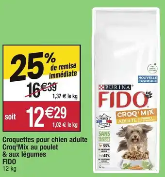 Migros Croquettes pour chien adulte croq'mix au poulet & aux légumes FIDO offre