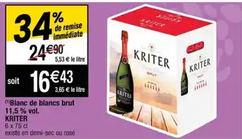 Cora x Carrefour Blanc de blancs brut 11,5 % vol. Kriter offre