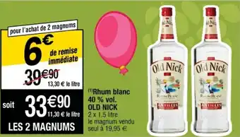 Cora x Carrefour Rhum blanc 40% vol. Old Nick offre