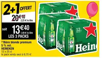 Cora x Carrefour Bière blonde premium 5% vol. Heineken offre