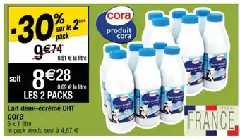 Cora x Carrefour Lait demi-écrémé UHT offre