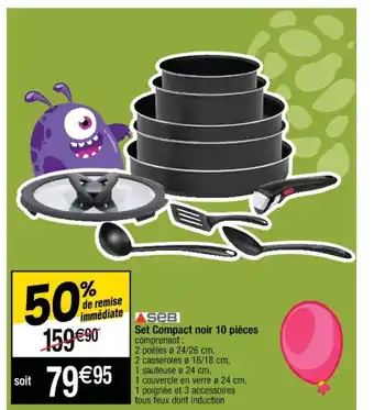 Cora x Carrefour Set Compact Noir 10 Pièces offre