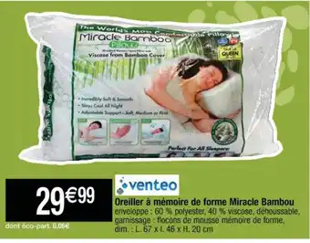 Cora x Carrefour Oreiller à mémoire de Forme Miracle Bambou offre