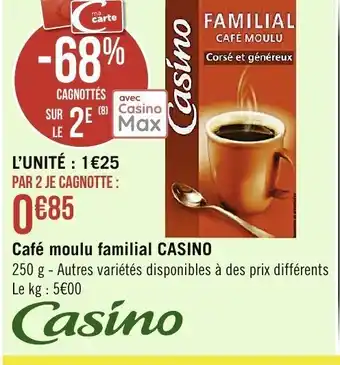 Spar Café moulu familial Casino offre