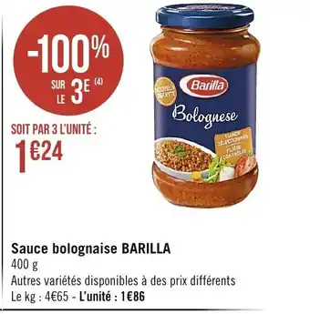 Spar Sauce bolognaise Barilla offre