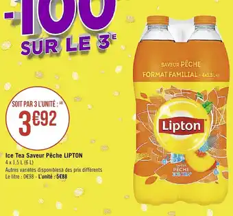 Spar Ice Tea Saveur Pêche Lipton offre