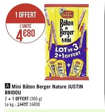 Spar Mini Bâton Berger Nature Justin offre