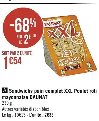 Spar Sandwichs pain complet XXL Poulet rôti offre