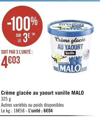 Spar Crème glacée au yaourt vanille offre