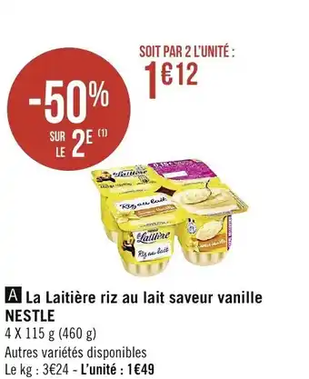 Spar La laitière riz au lait saveur vanille offre