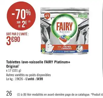 Tablettes lave-vaisselle fairy platinum original