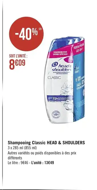 Shampooing classic head & shoulders