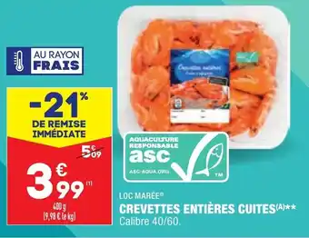 ALDI Crevettes entières cuites offre