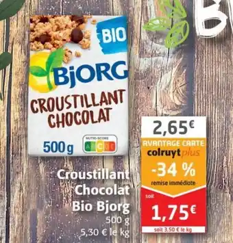 Colruyt Croustillant Chocolat Bio Bjorg offre