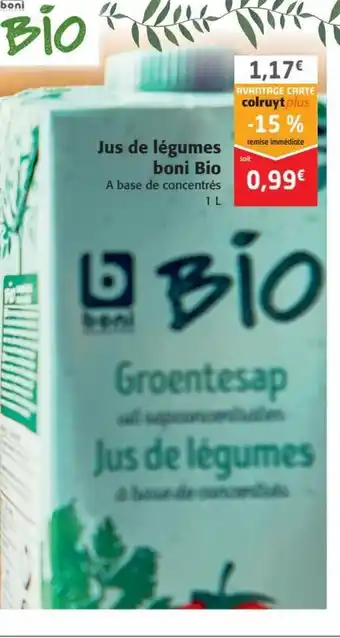 Colruyt Jus De Lègumes Boni Bio offre