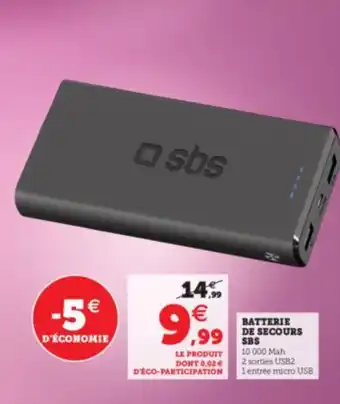 Super U Batterie De Secours SBS offre
