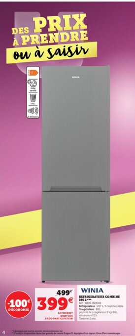 Super U Refrigerateur Combine 295 L **** offre