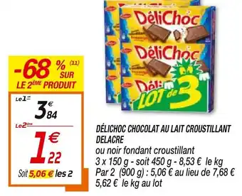 Netto Délichoc chocolat au lait croustillant delacre offre